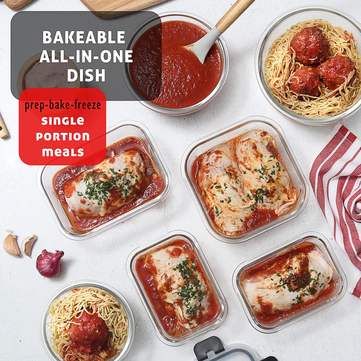 24-piece Glass Food Storage Containers with Lids, Food Storage Containers with Airtight Lids 12 containers and 12 lids