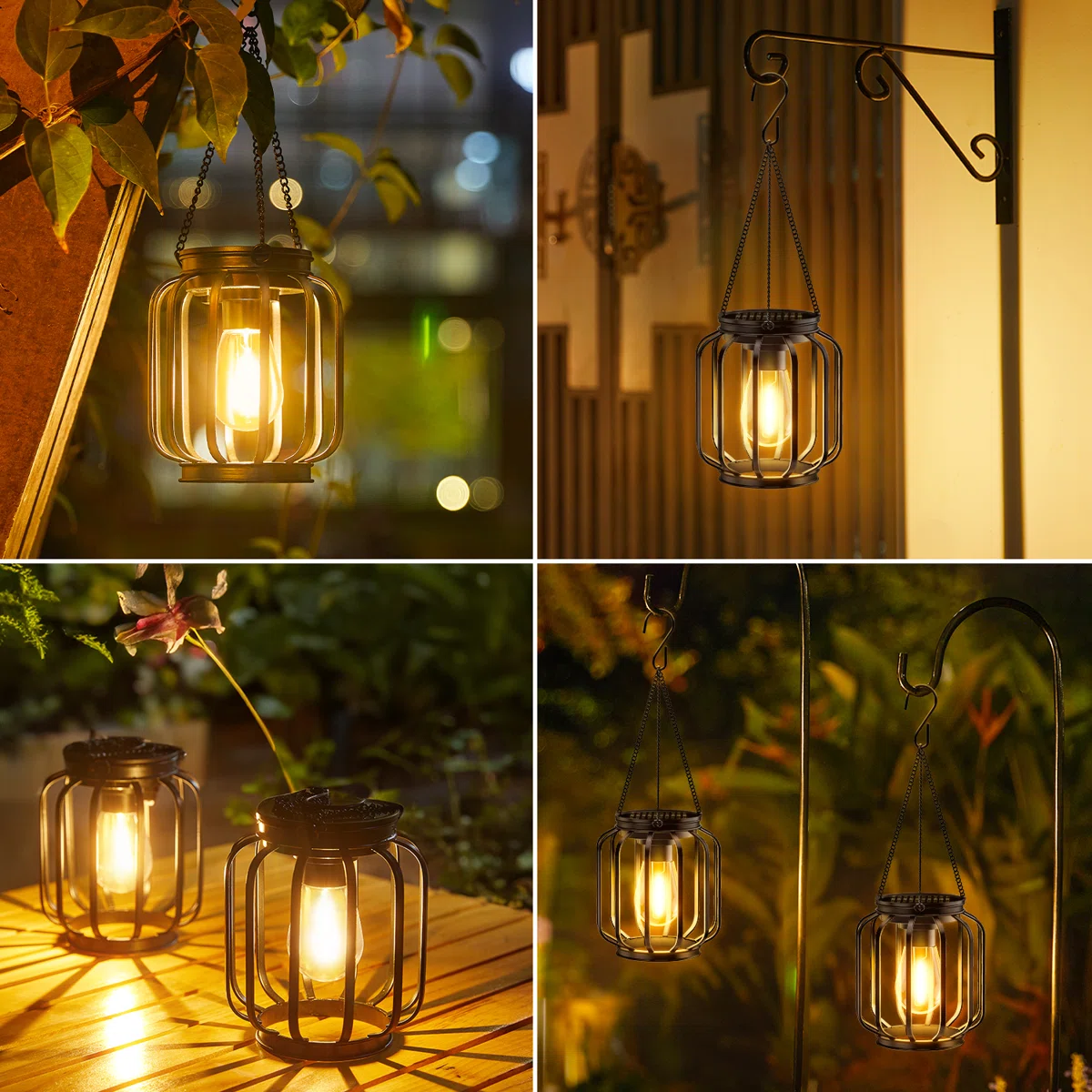 13.49" Solar Powered Integrated LED Outdoor Lantern (Set of 2)