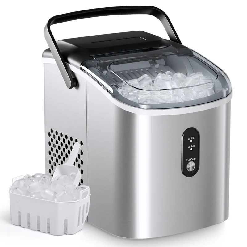 26Lbs. Daily Bullet Ice Countertop Ice Maker Ice Machine With Handle,Self-Cleaning Ice Makers, 26Lbs/24H, 9 Ice Cubes Ready In 6 Mins For Home/Kitchen/Bar/RV/Party/Camping