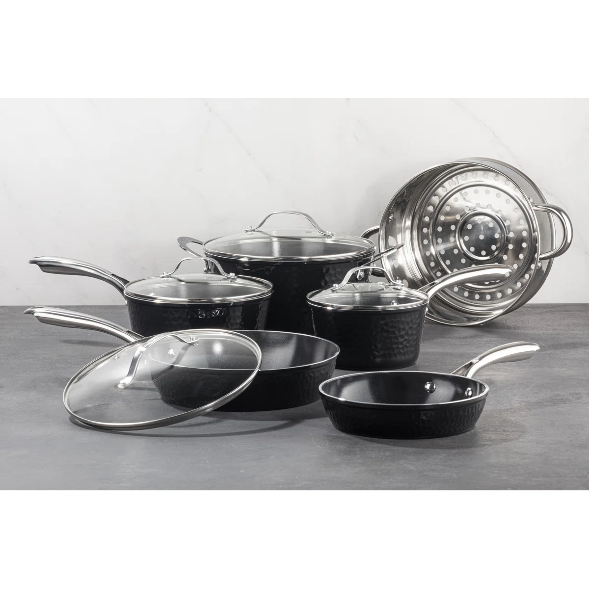 10 Piece Hammered Nonstick Ceramic Cookware Set