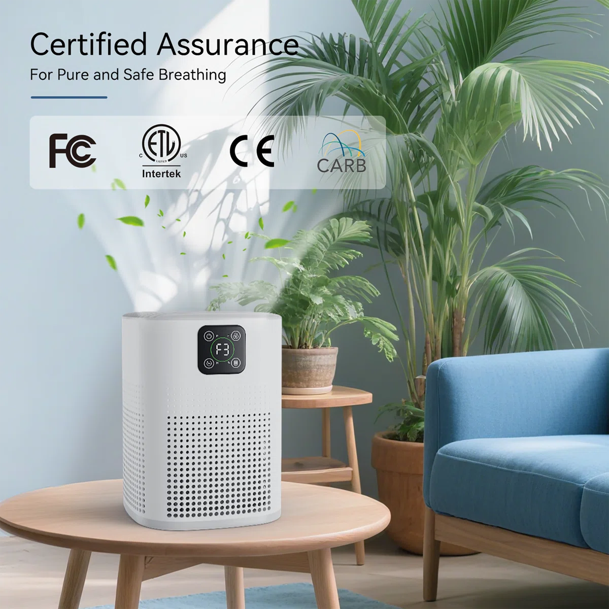 Air Purifiers For Bedroom, Honeyuan H13 Hepa Air Purifier For Home Large Room 600 Sqft, Air Purifiers With 360°air Intake, 3 Fan Speeds, 3-stage Filtration, White