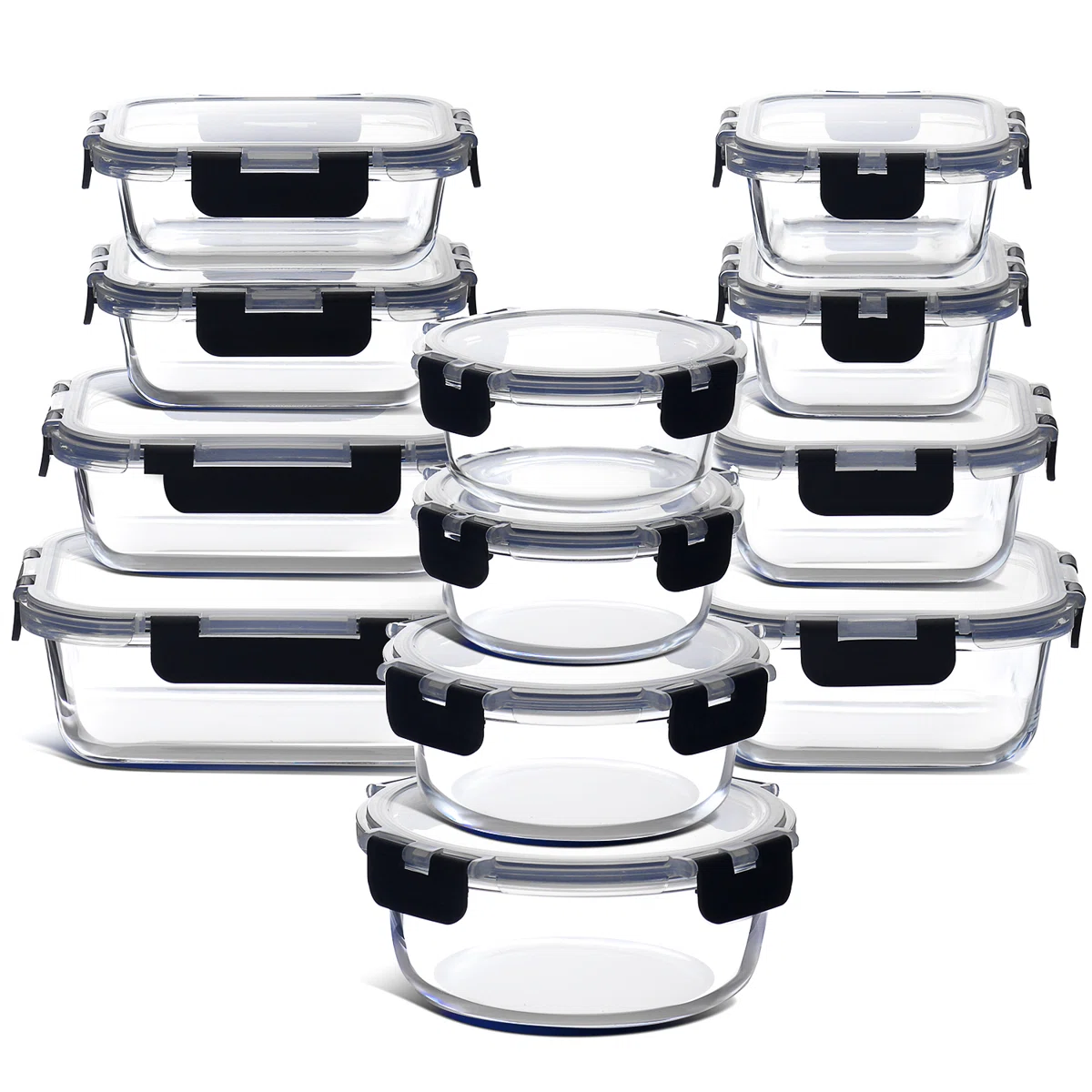 24-piece Glass Food Storage Containers with Lids, Food Storage Containers with Airtight Lids 12 containers and 12 lids