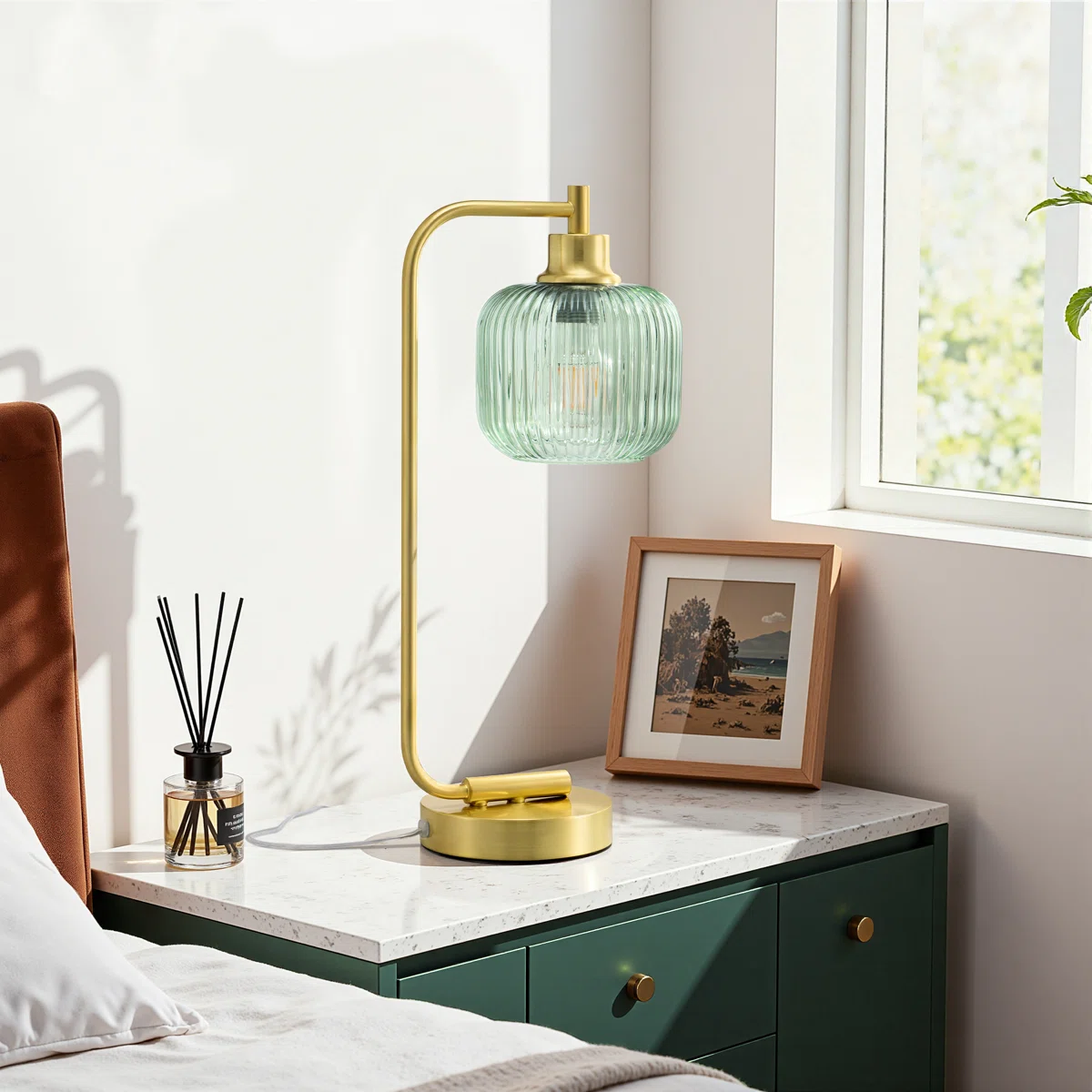 18.5" Dimmable Table Lamp With Usb And Touch Control