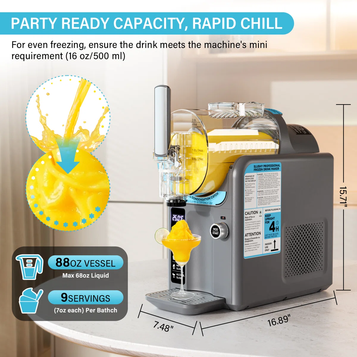 Ice Cream Maker Slushie Machine For Home - 88oz Slushy Machine Maker No Ice Needed Self Cleaning, Frozen Drink Machine, 5 Preset For Soft Serve Ice Cream, Slushie, Margarita, Frappés, Milkshake