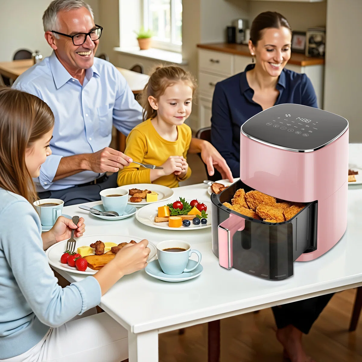 Air Fryer 12-in-1 with 6-Quart Capacity, Viewing Window, Air Fry, Roast, Reheat, Dehydrate, Bake, Steam, And More, 400°F Max Temperature