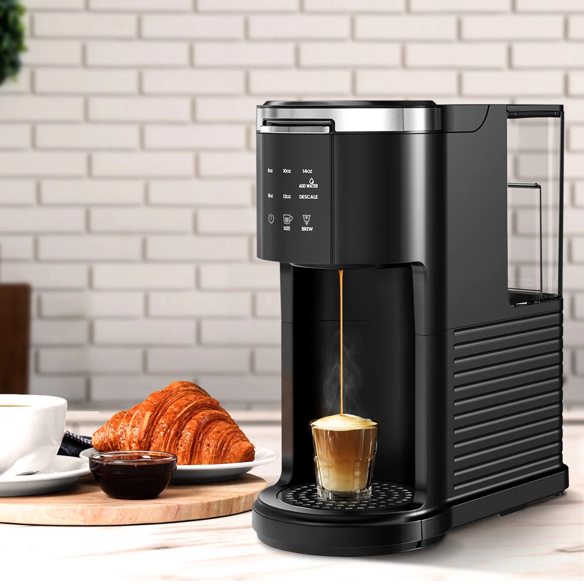 Single-Serve Coffee Maker for K-Cups & Ground Coffee, Featuring 5 Brew Sizes, 40oz Tank & Instant Heat in Black 