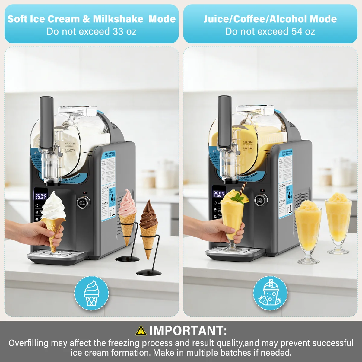 Ice Cream Maker Slushie Machine For Home - 88oz Slushy Machine Maker No Ice Needed Self Cleaning, Frozen Drink Machine, 5 Preset For Soft Serve Ice Cream, Slushie, Margarita, Frappés, Milkshake