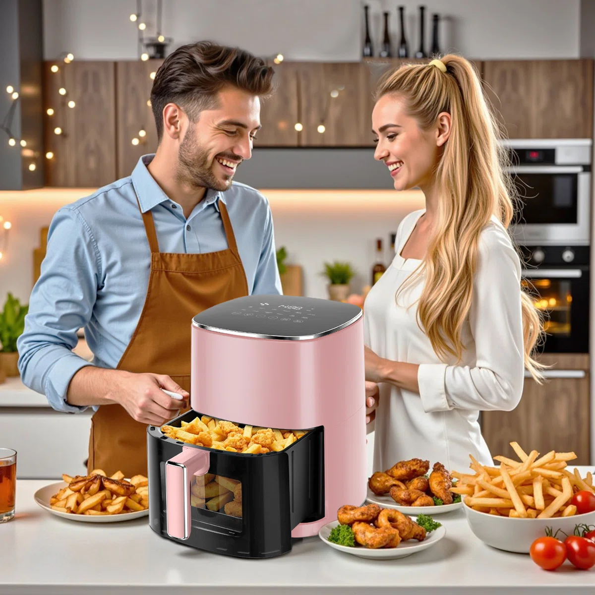 Air Fryer 12-in-1 with 6-Quart Capacity, Viewing Window, Air Fry, Roast, Reheat, Dehydrate, Bake, Steam, And More, 400°F Max Temperature