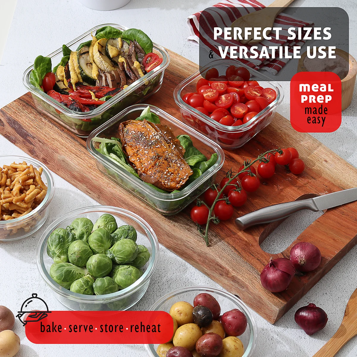 24-piece Glass Food Storage Containers with Lids, Food Storage Containers with Airtight Lids 12 containers and 12 lids