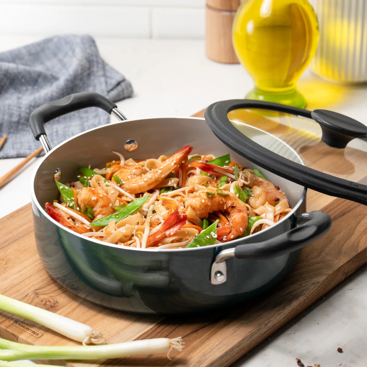 11 Piece Ceramic Nonstick Nesting Cookware Set — Stackable, Space Saving Set - Dark Gray
