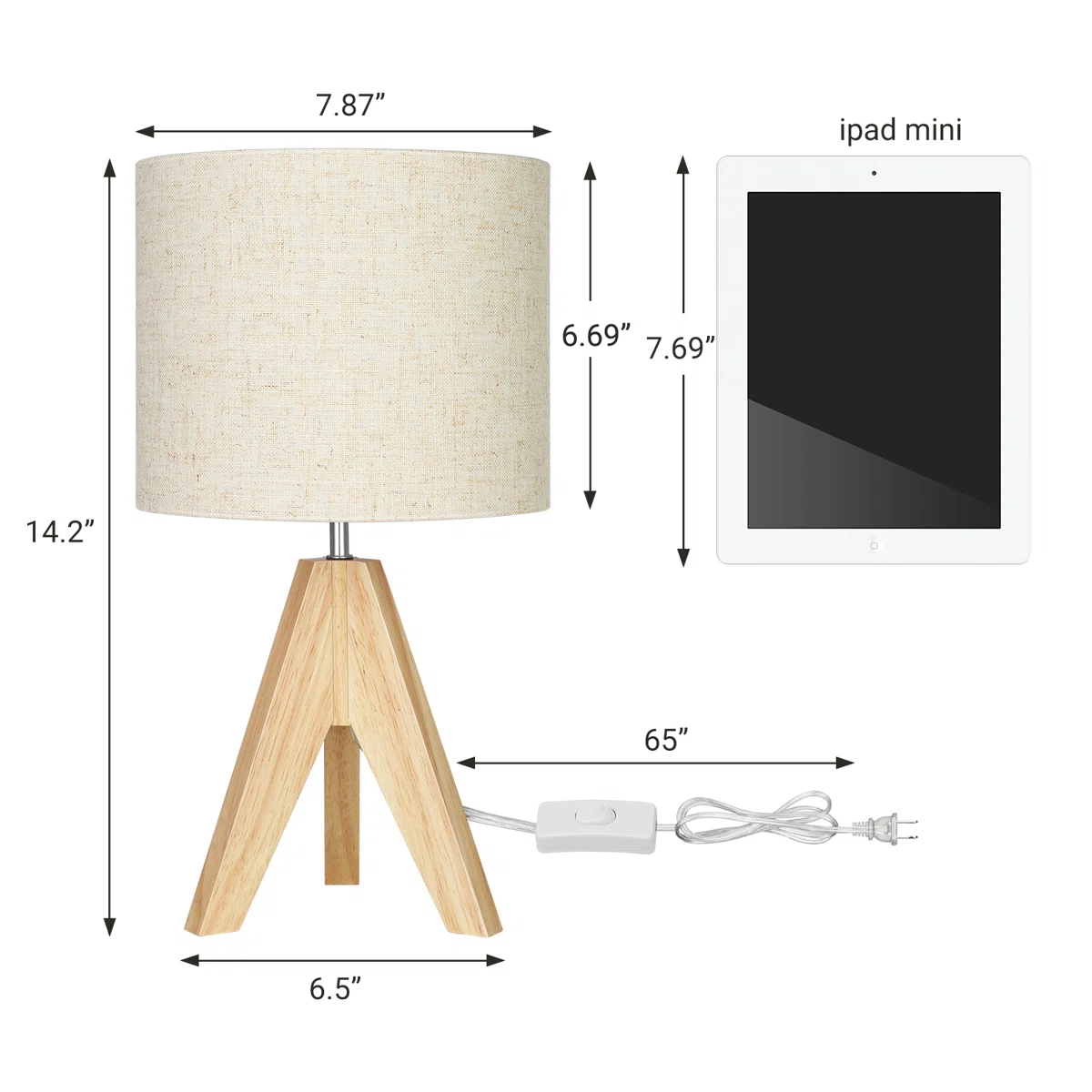 Fidel Solid Wood Tripod Table Lamp (Set of 2)