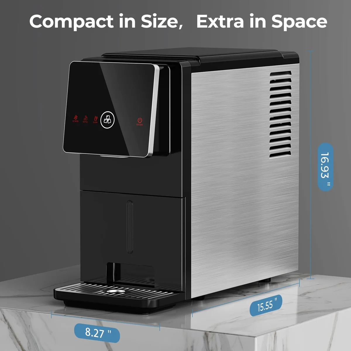 33 Lbs/Day Countertop Nugget Ice Maker, Portable Self-Cleaning, Auto Lighting & Measured Dispensing, Ice Full Minder For Home Kitchen Office Black