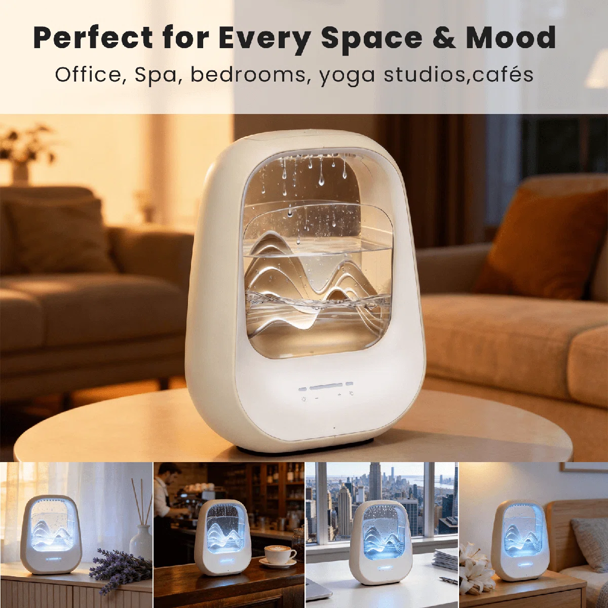 Rain Drop White Noise Machine With Humidifier, Bluetooth Speaker & Aroma Diffuser, 7-color Mood Light And Nature Sounds For Bedroom, Office & Meditation