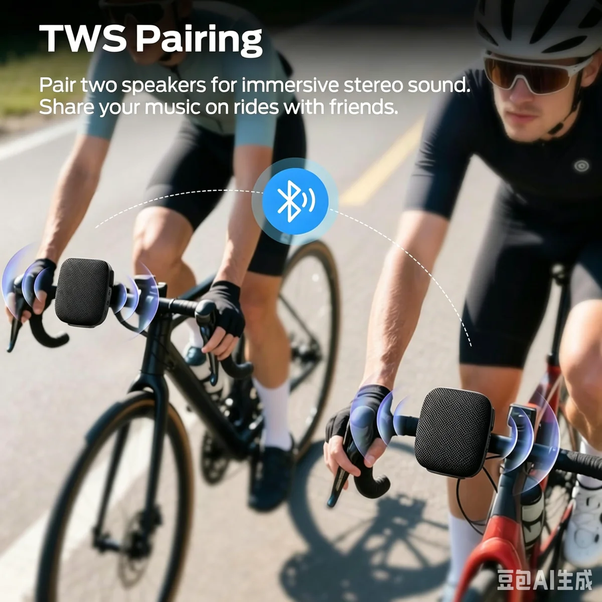 Portable Bluetooth Speaker with RGB Lights & IPX7 Waterproof, Wireless Outdoor Speaker with Bike Mount & TWS Pairing, 10-Hour Playtime, Lightweight with Lanyard for Cycling Hiking Travel