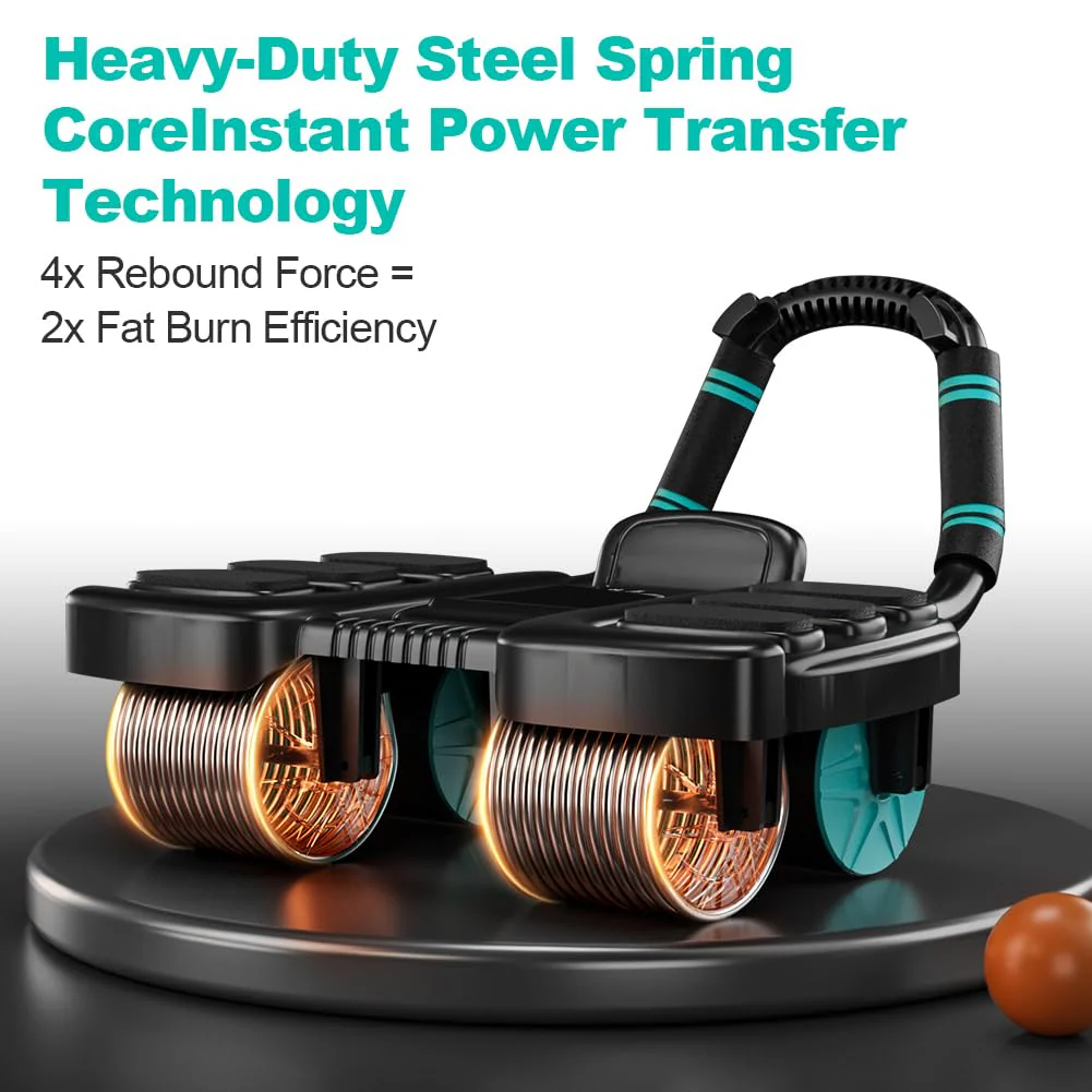 Automatic Rebound Ab Roller Wheel with Elbow Support & 4-Wheel Design