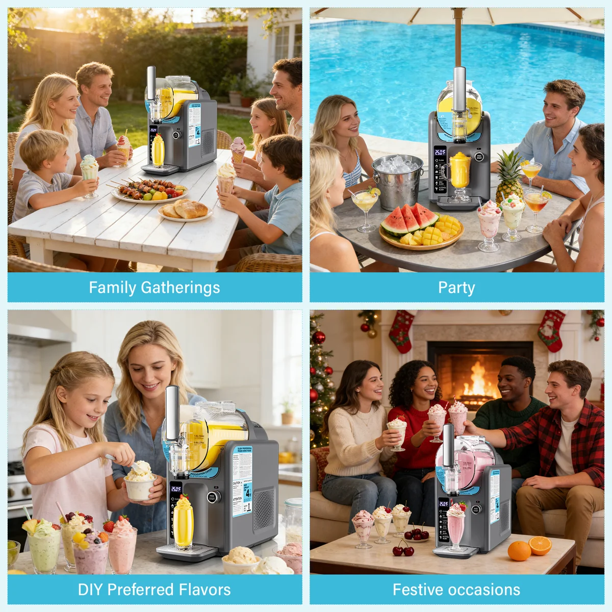 Ice Cream Maker Slushie Machine For Home - 88oz Slushy Machine Maker No Ice Needed Self Cleaning, Frozen Drink Machine, 5 Preset For Soft Serve Ice Cream, Slushie, Margarita, Frappés, Milkshake