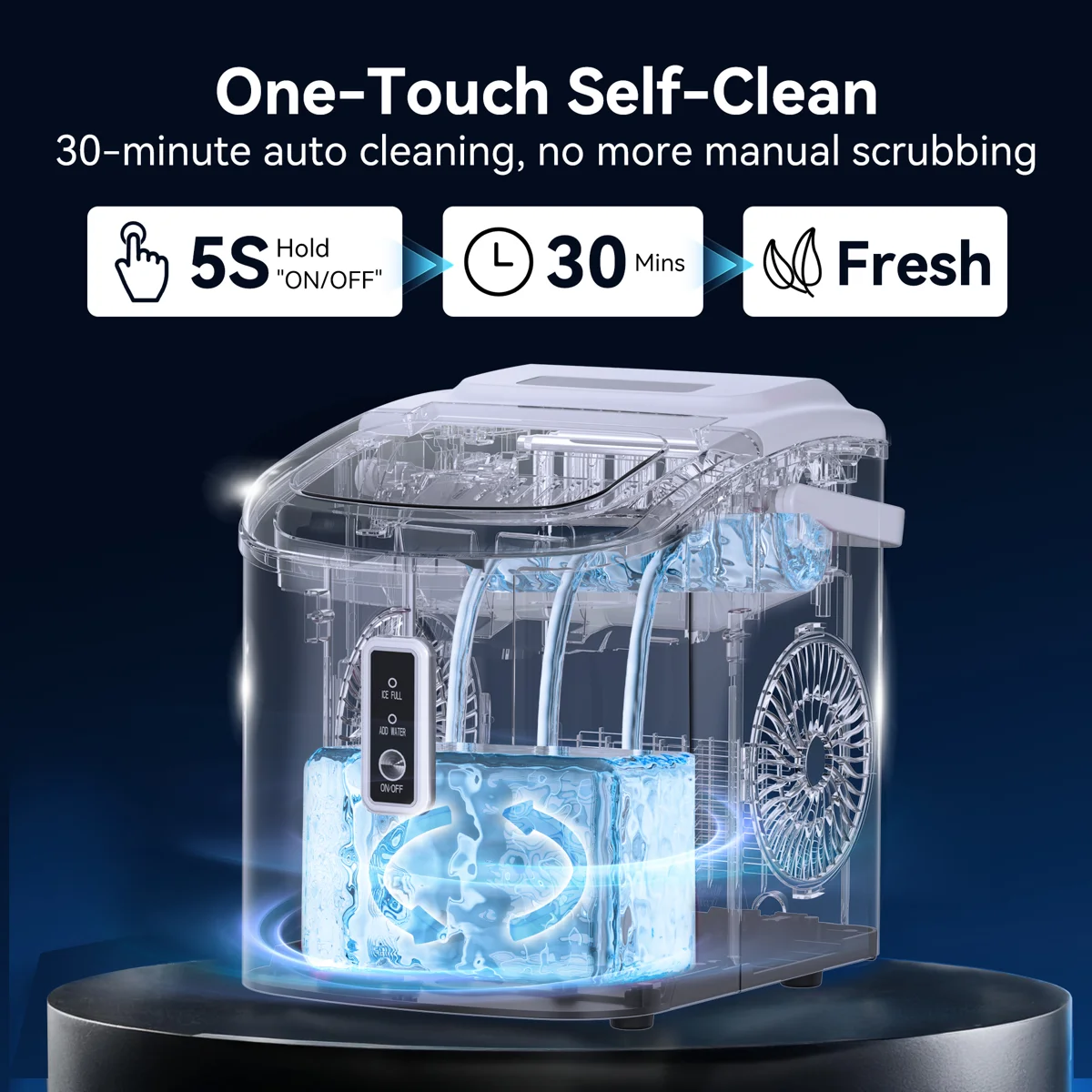 26Lbs. Daily Bullet Ice Countertop Ice Maker Ice Machine With Handle,Self-Cleaning Ice Makers, 26Lbs/24H, 9 Ice Cubes Ready In 6 Mins For Home/Kitchen/Bar/RV/Party/Camping