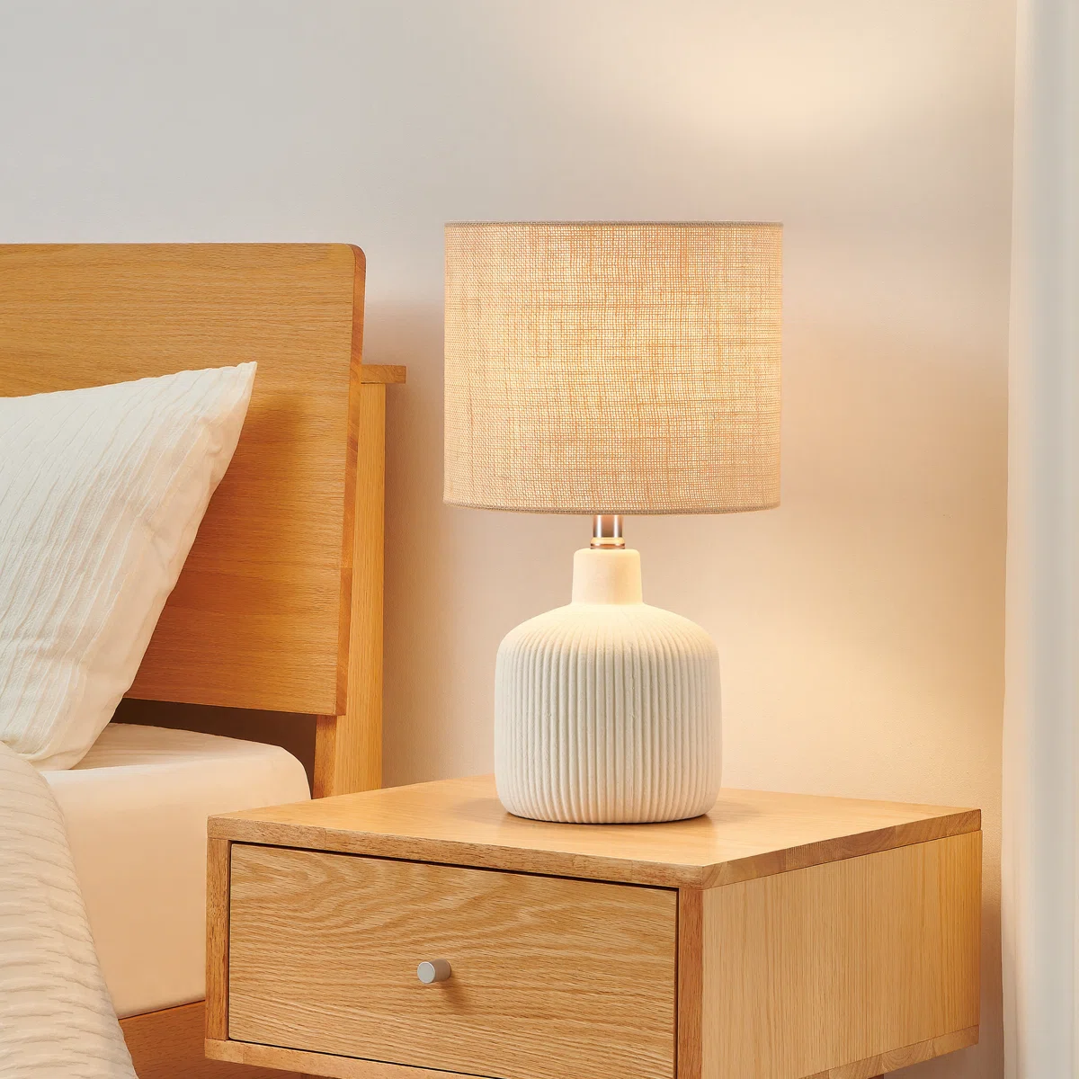 Mathel Cream Ceramic Table Lamp