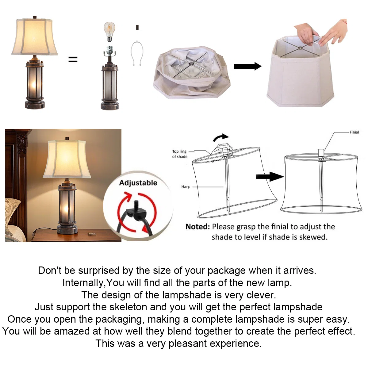 25" Louann Table Lamp Set With Night Light And USB Ports