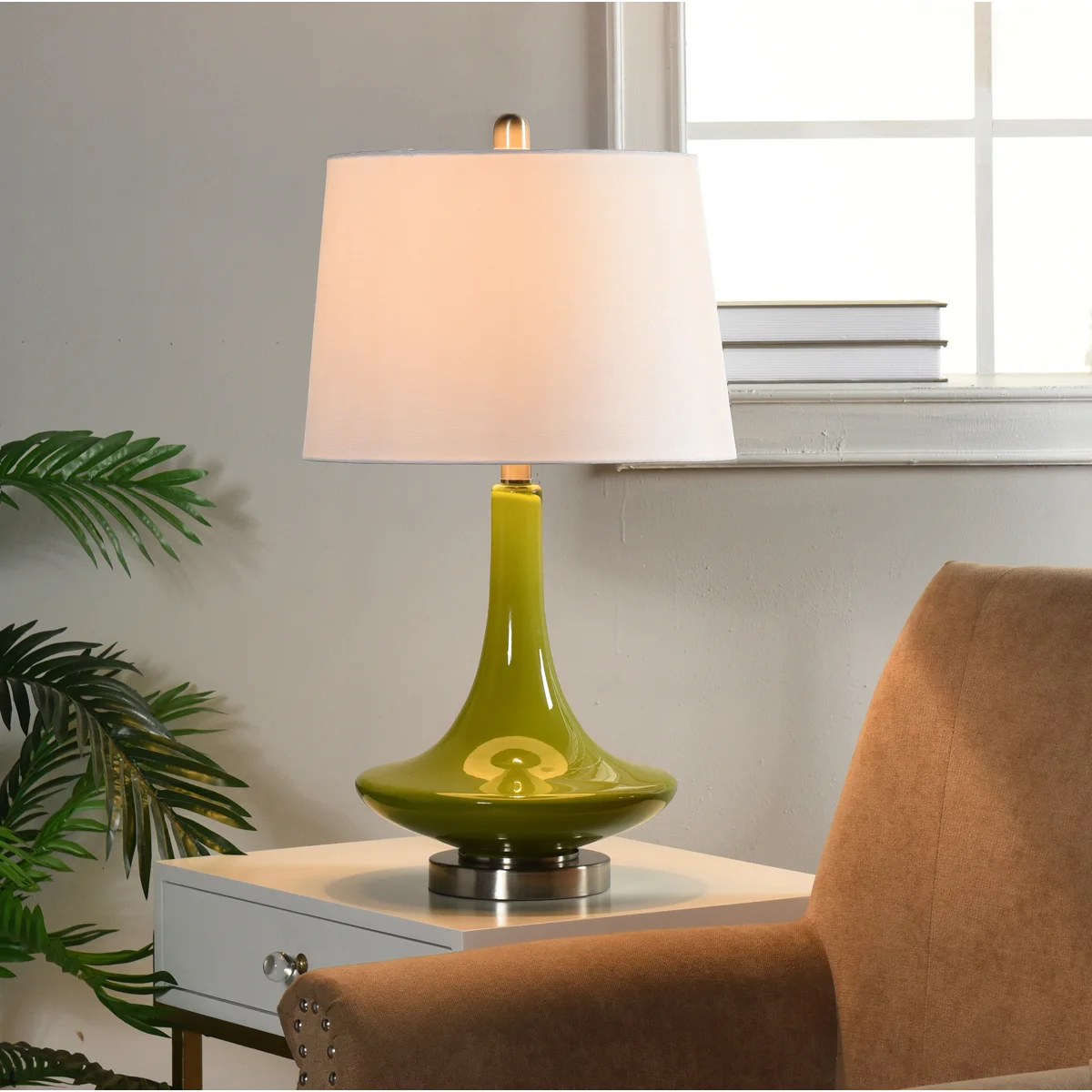Beresford Glass and Metal Table Lamp with 3-Way Switch