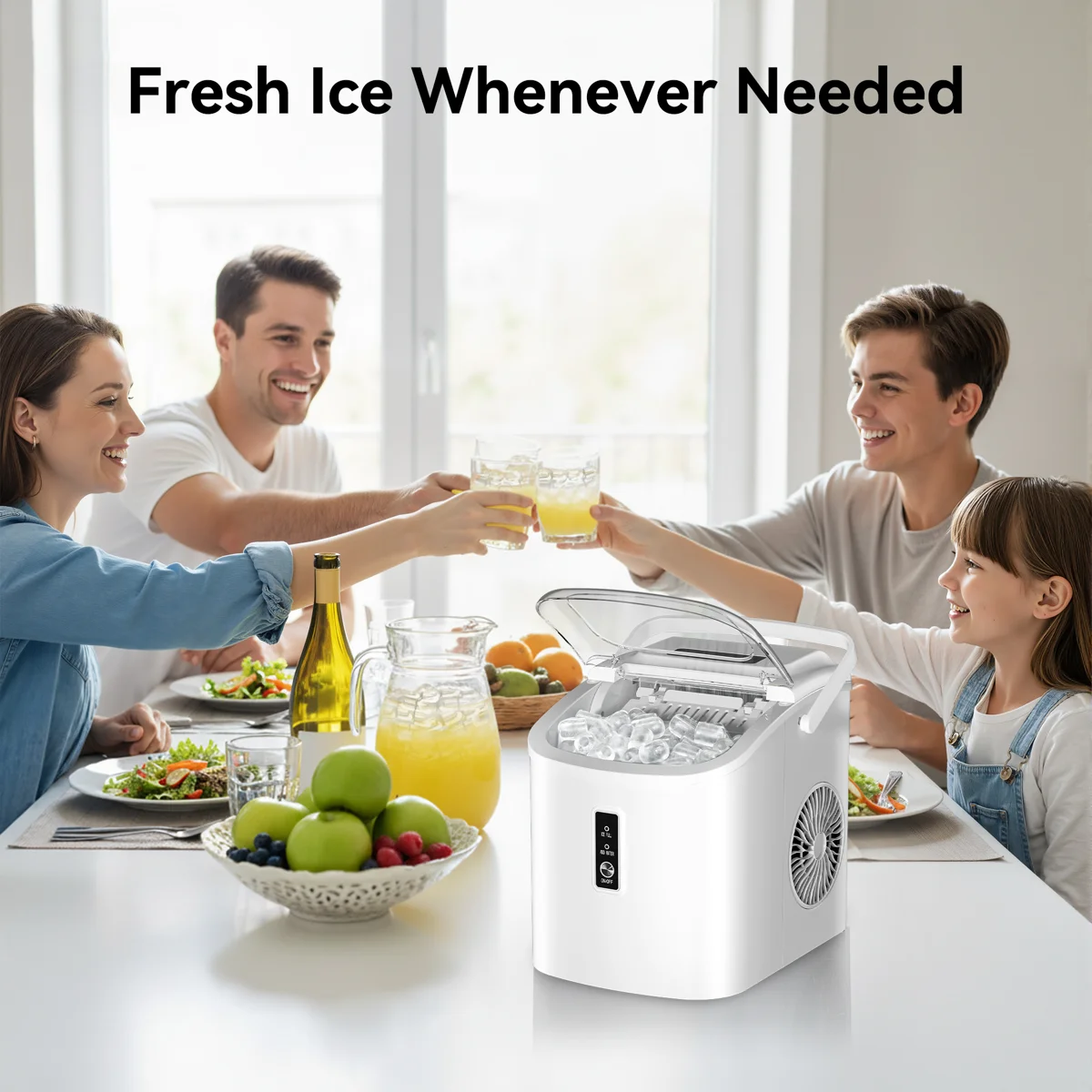 26Lbs. Daily Bullet Ice Countertop Ice Maker Ice Machine With Handle,Self-Cleaning Ice Makers, 26Lbs/24H, 9 Ice Cubes Ready In 6 Mins For Home/Kitchen/Bar/RV/Party/Camping
