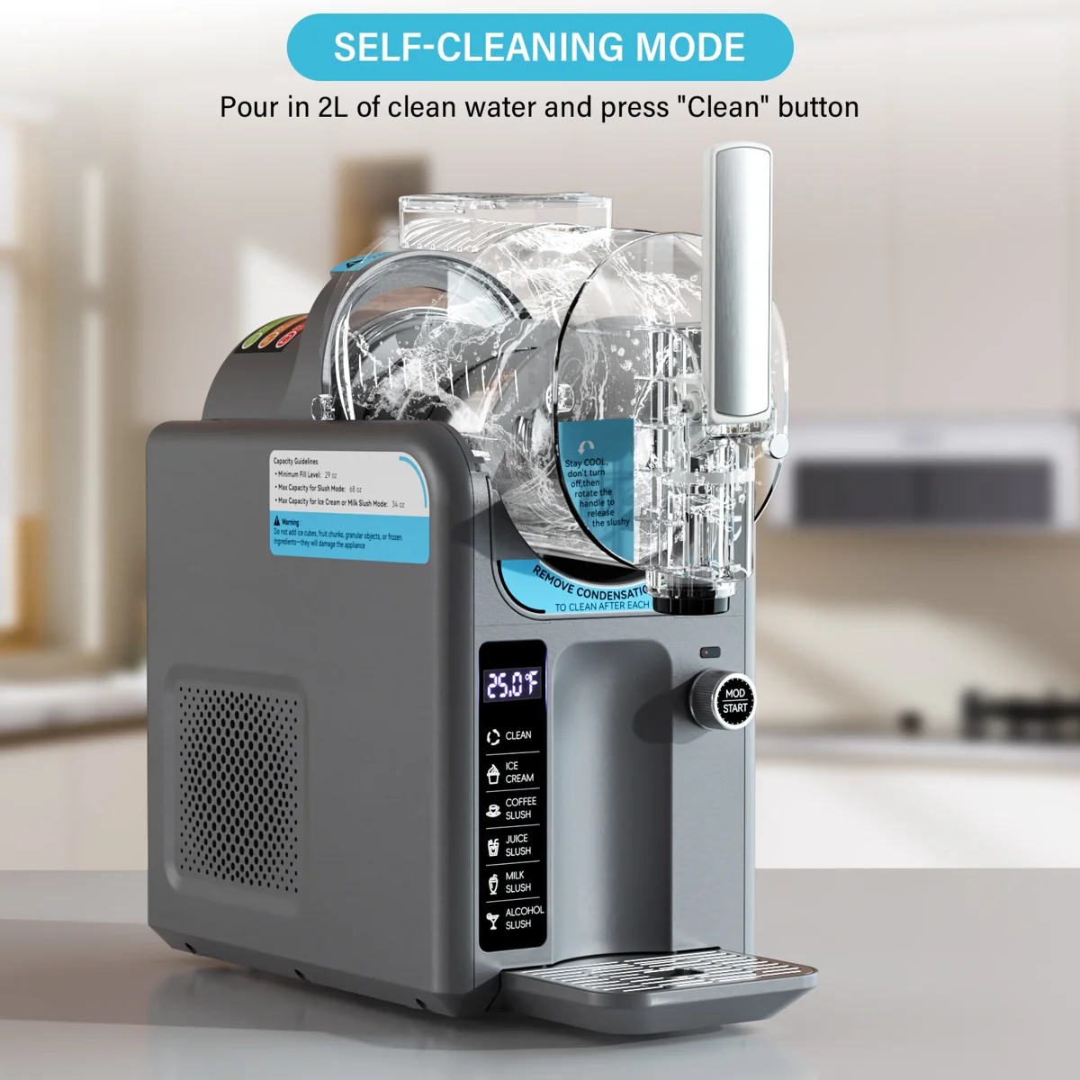 Ice Cream Maker Slushie Machine For Home - 88oz Slushy Machine Maker No Ice Needed Self Cleaning, Frozen Drink Machine, 5 Preset For Soft Serve Ice Cream, Slushie, Margarita, Frappés, Milkshake