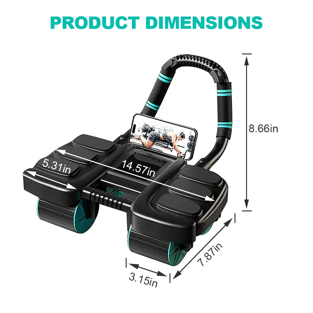 Automatic Rebound Ab Roller Wheel with Elbow Support & 4-Wheel Design