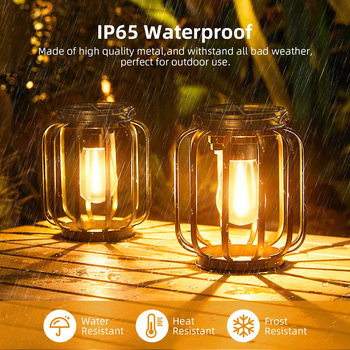 13.49" Solar Powered Integrated LED Outdoor Lantern (Set of 2)