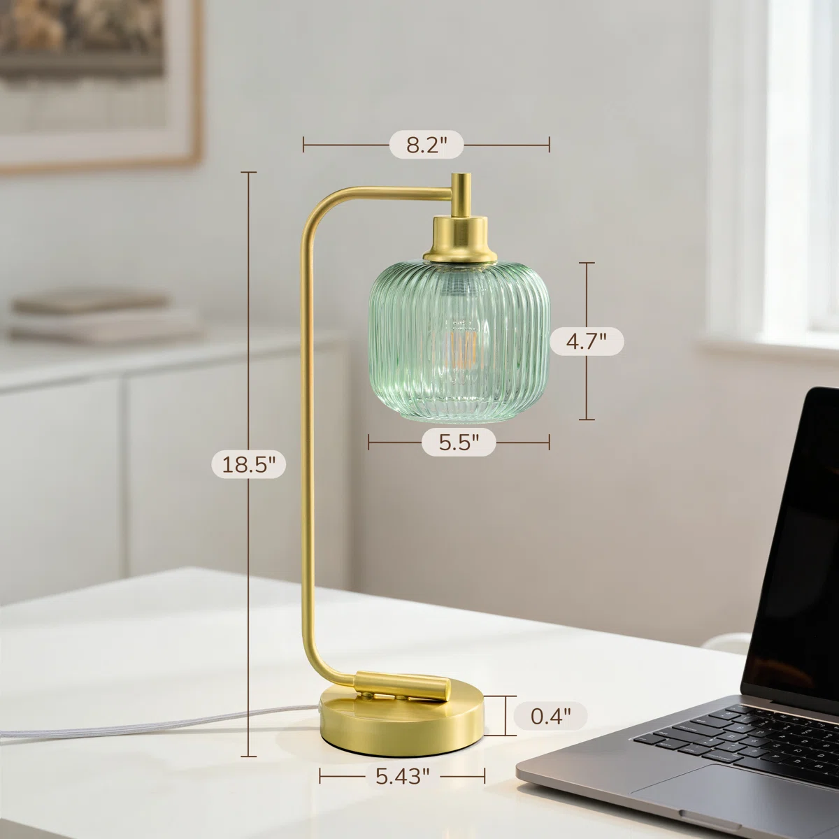 18.5" Dimmable Table Lamp With Usb And Touch Control
