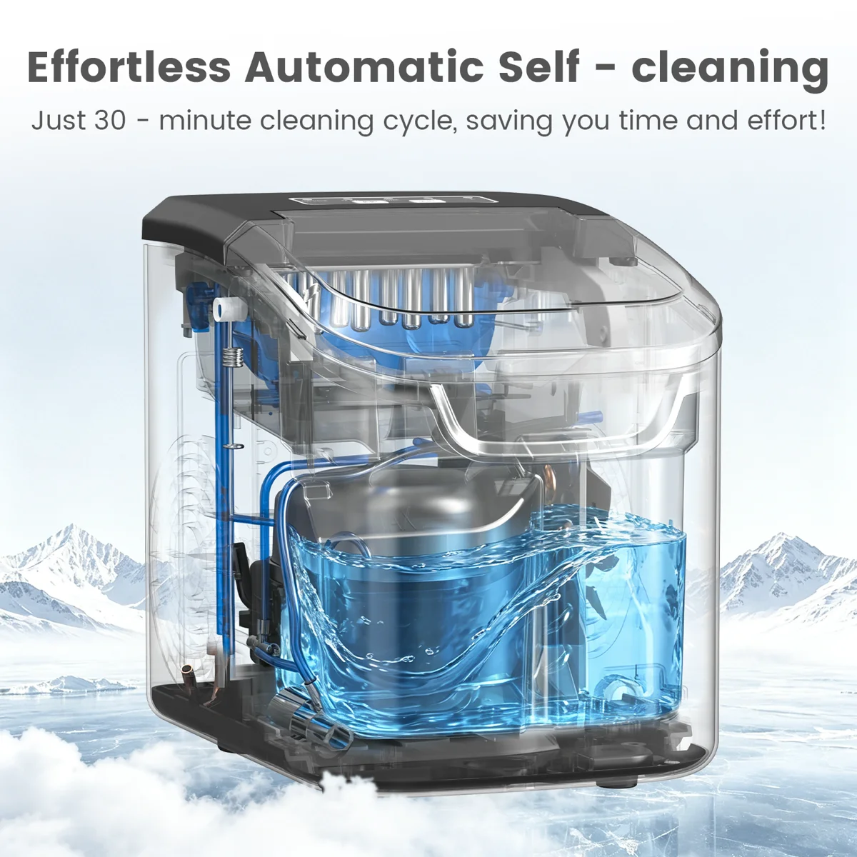 Countertop Ice Maker Ice Machine With Handle,Self-Cleaning Ice Makers, 26Lbs/24H, 8 Ice Cubes Ready In 6 Mins For Home/Kitchen/Bar/Party/Camping
