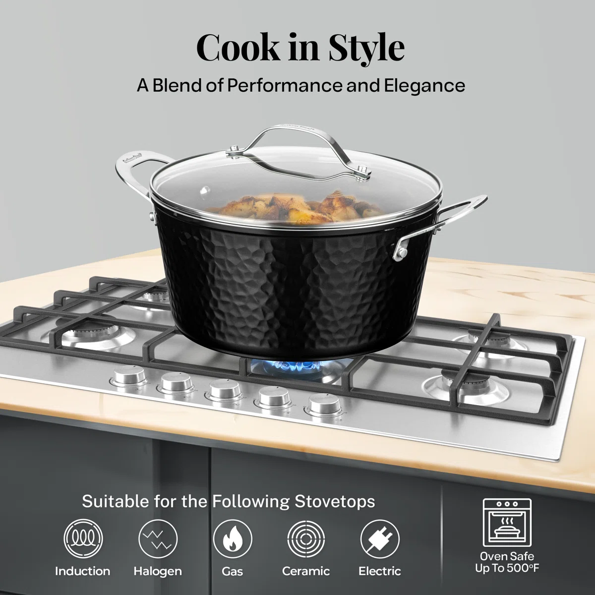 10 Piece Hammered Nonstick Ceramic Cookware Set