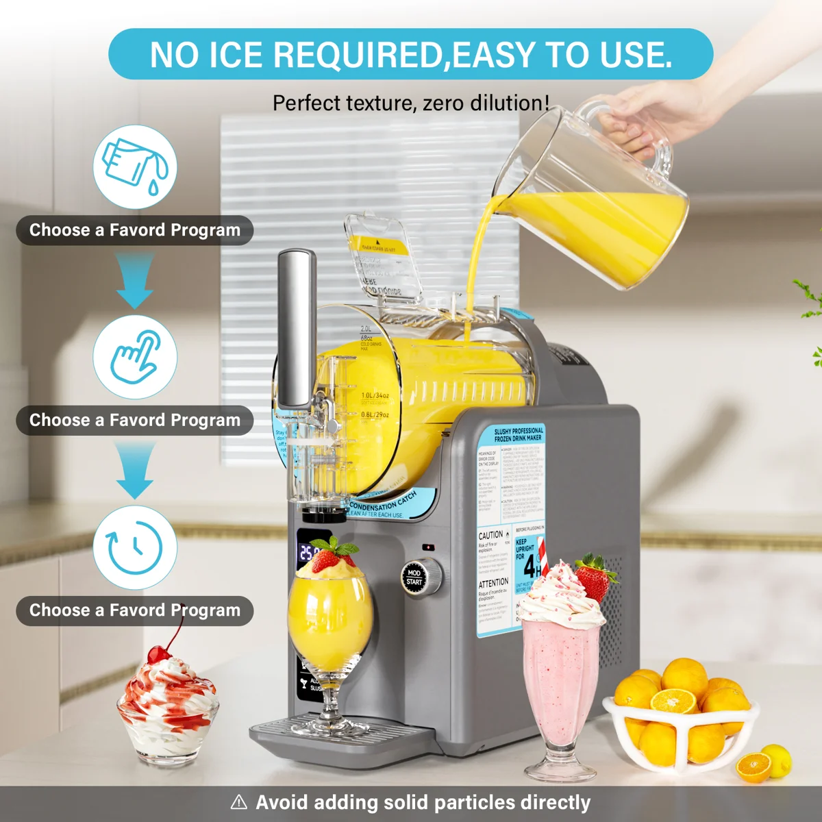 Ice Cream Maker Slushie Machine For Home - 88oz Slushy Machine Maker No Ice Needed Self Cleaning, Frozen Drink Machine, 5 Preset For Soft Serve Ice Cream, Slushie, Margarita, Frappés, Milkshake