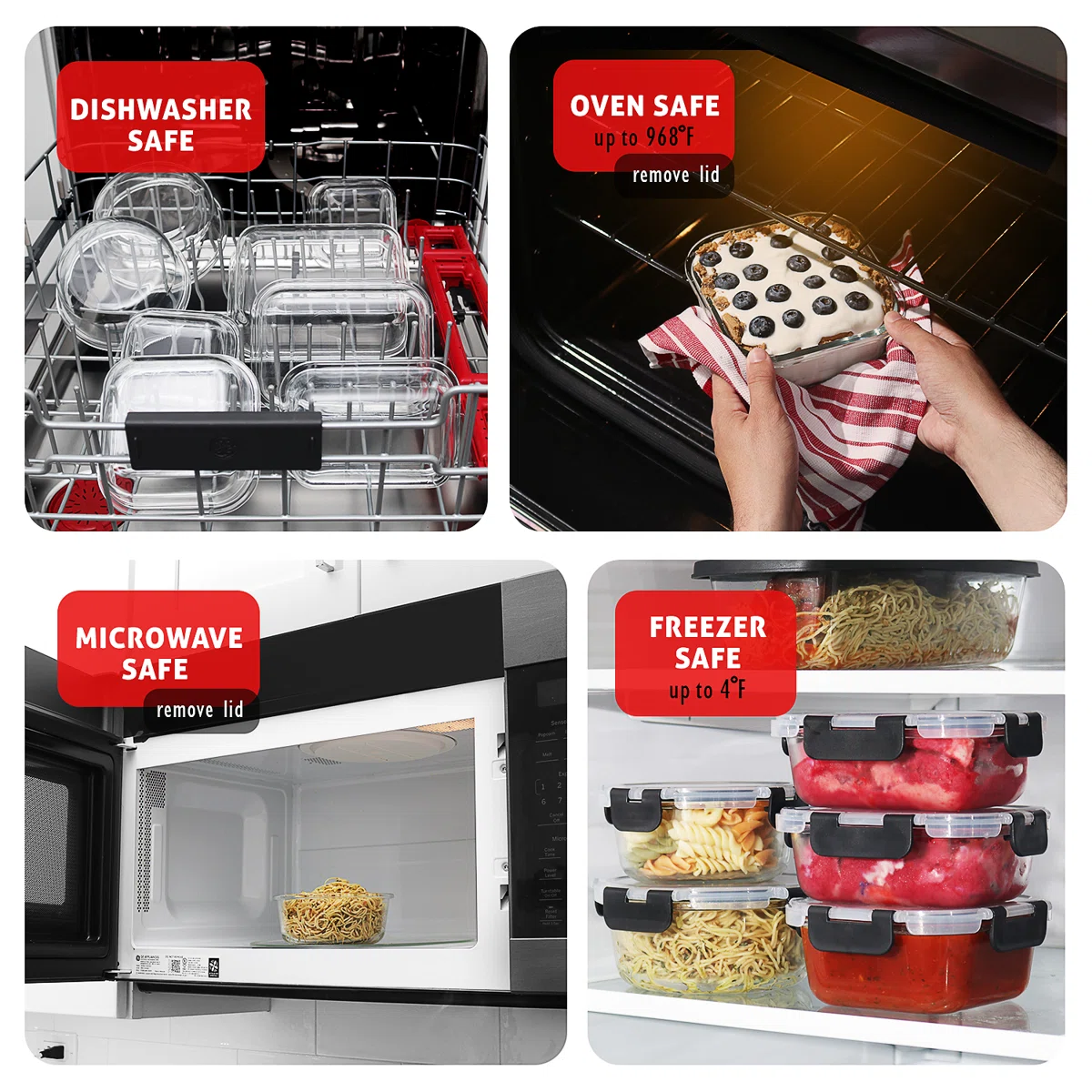 24-piece Glass Food Storage Containers with Lids, Food Storage Containers with Airtight Lids 12 containers and 12 lids