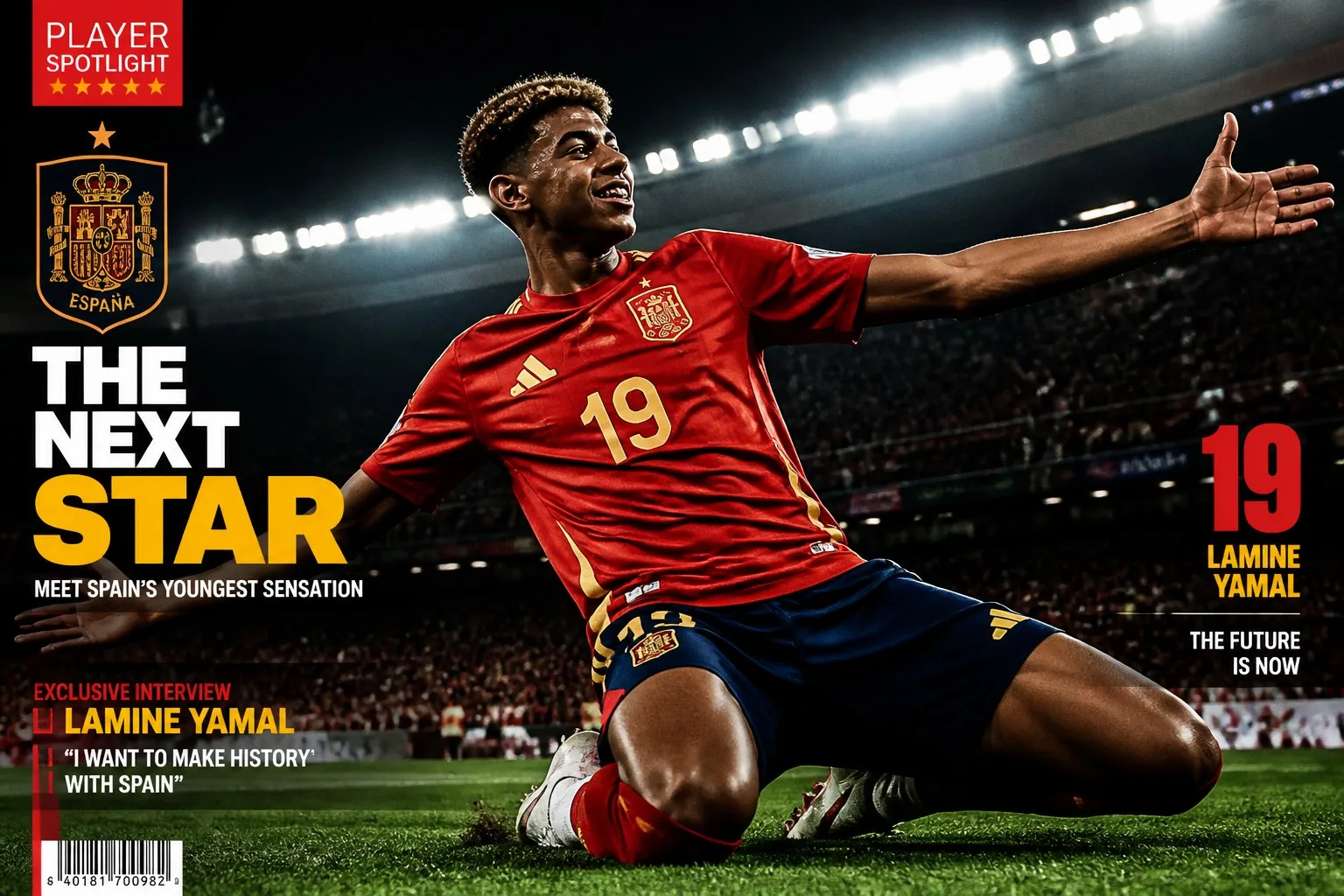 Lamine Yamal Spain national team jersey number 19 celebration