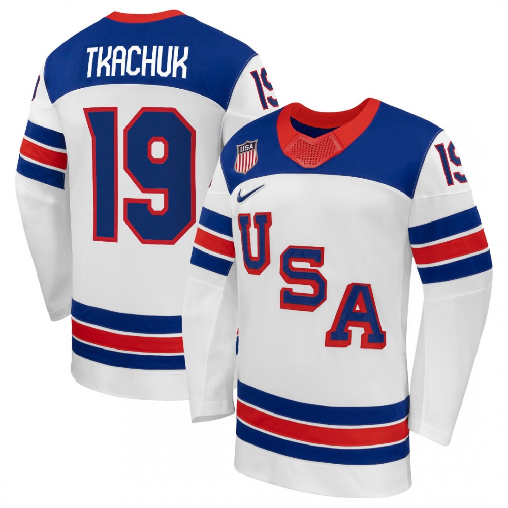 Matthew Tkachuk USA Hockey Olympic 2026 White Away Replica Jersey