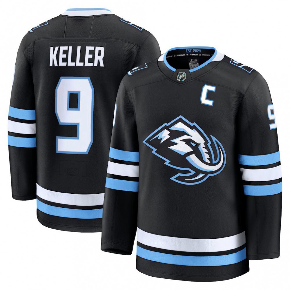 Utah Mammoth black home premium jersey with Clayton Keller customization