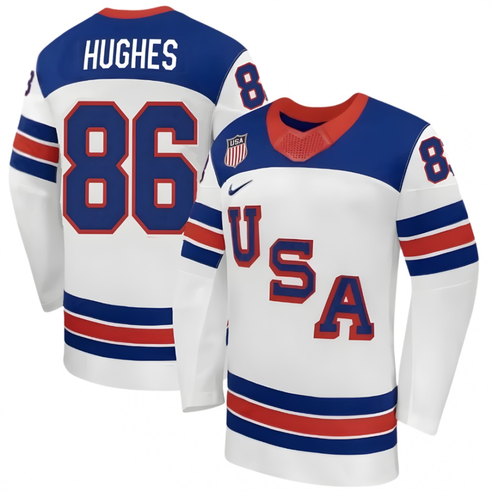 Jack Hughes USA Hockey Olympic 2026 White Away Replica Jersey
