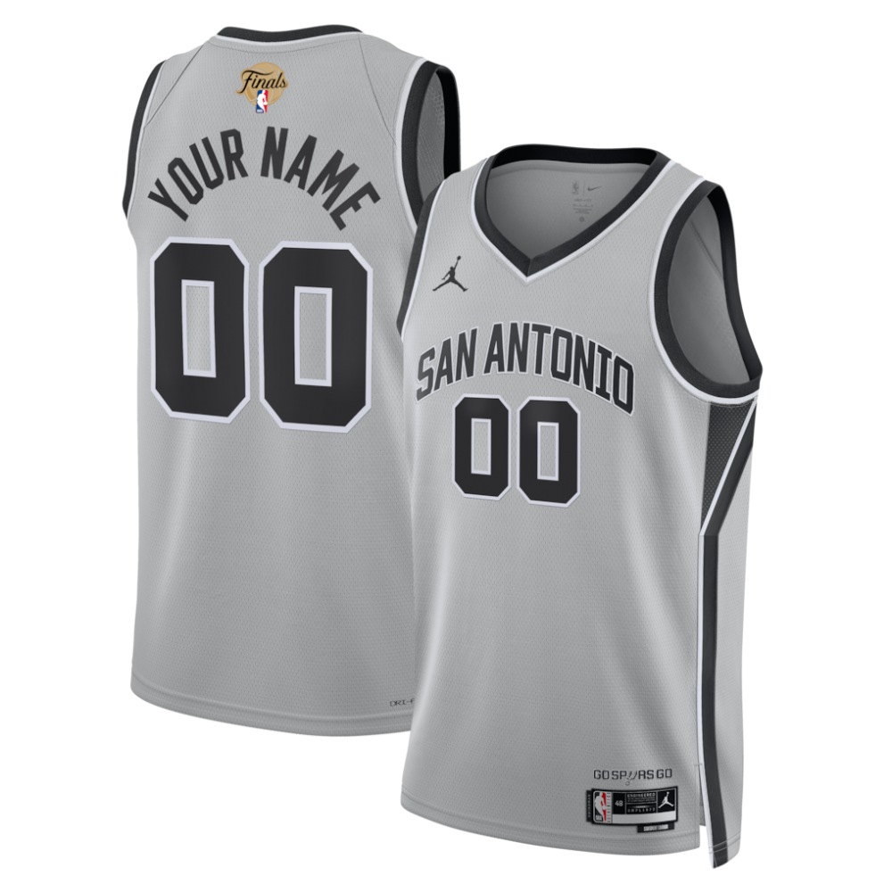 San Antonio Spurs Jordan Brand Silver Unisex 2026 NBA Finals Patch Swingman Custom Jersey - Statement Edition
