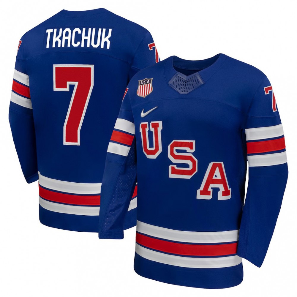 Brady Tkachuk USA Hockey Olympic 2026 Royal Home Replica Jersey