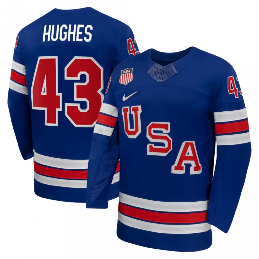 Quinn Hughes USA Hockey Olympic 2026 Royal Home Replica Jersey