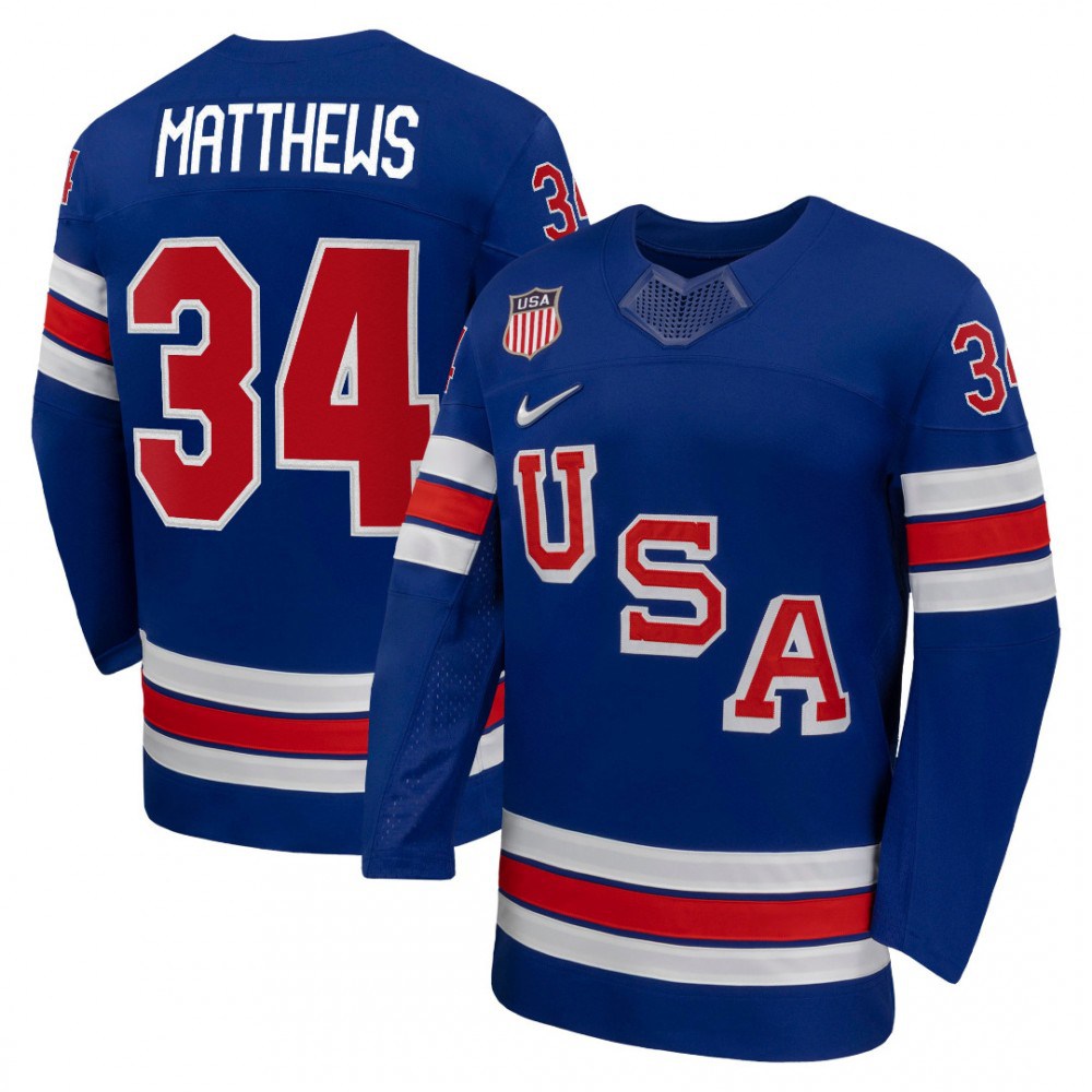 Auston Matthews USA Hockey Olympic 2026 Royal Home Replica Jersey