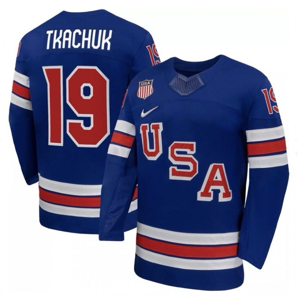 Matthew Tkachuk USA Hockey Olympic 2026 Royal Home Replica Jersey