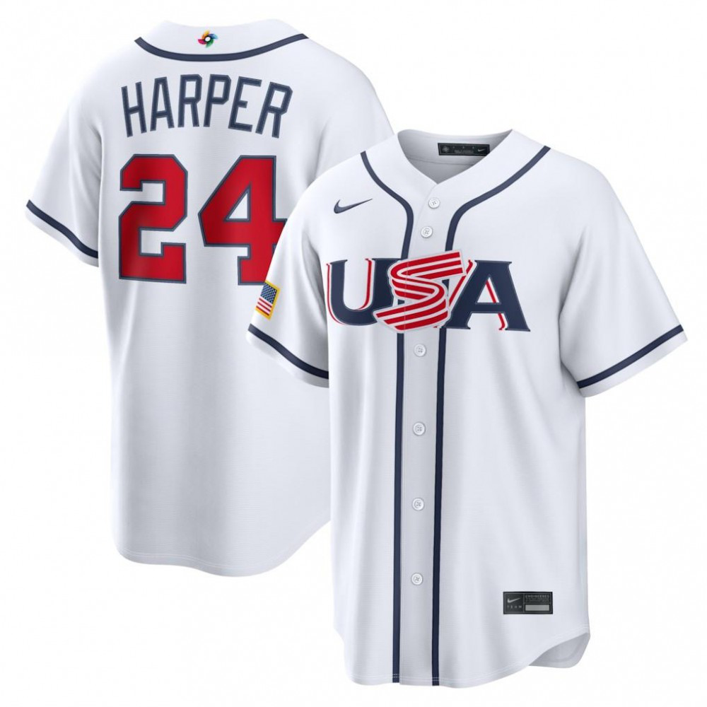 Bryce Harper USA Baseball 2026 World Baseball Classic Home Stadium Jersey - White