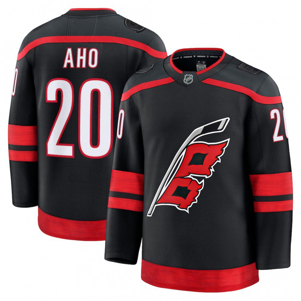 Men's Carolina Hurricanes Sebastian Aho Black Home Premium Jersey