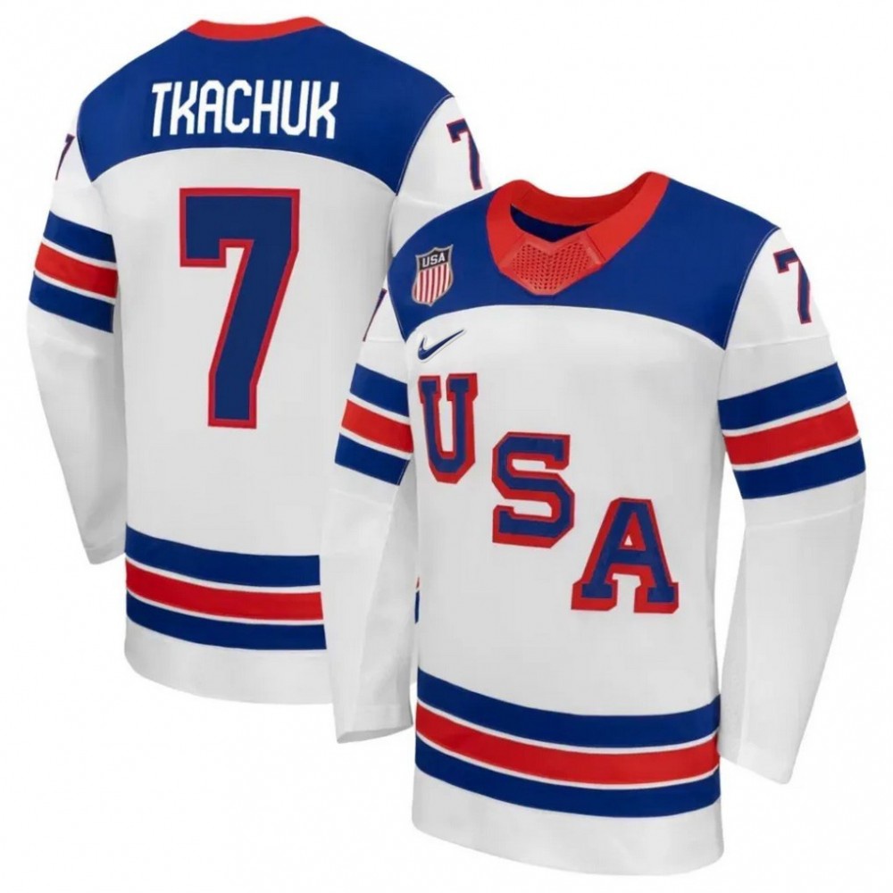 Brady Tkachuk USA Hockey Olympic 2026 White Away Replica Jersey