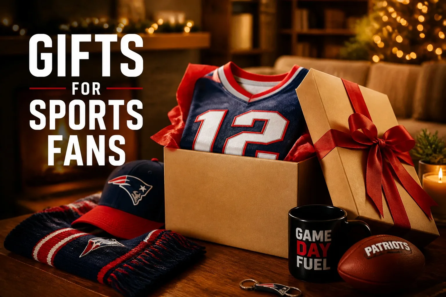 Wrapped sports jersey gift box with fan merchandise