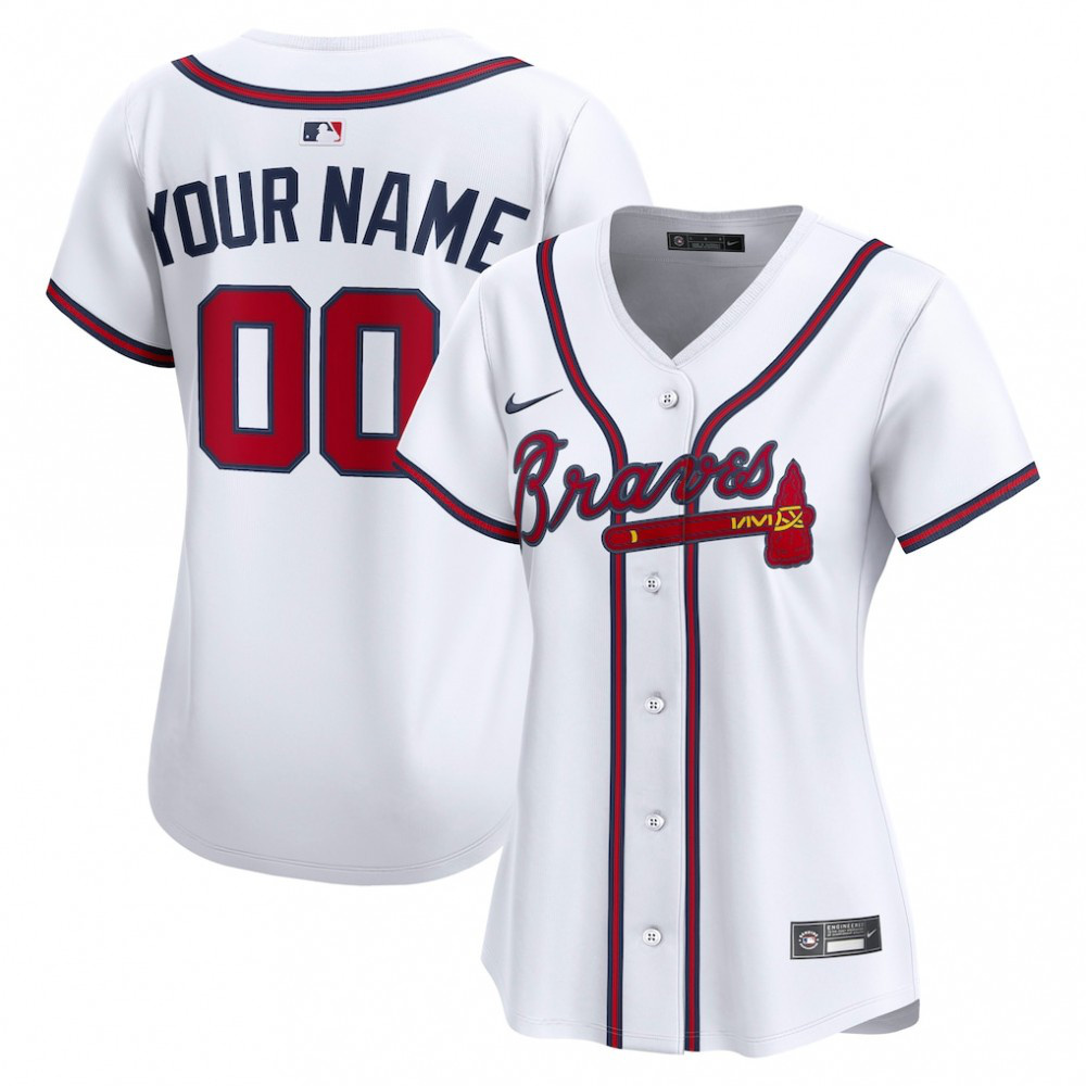 Atlanta Braves Women's Home Limited Custom Jersey - White-Pro Kit Vault | Brand New 26/27 Sports Jerseys