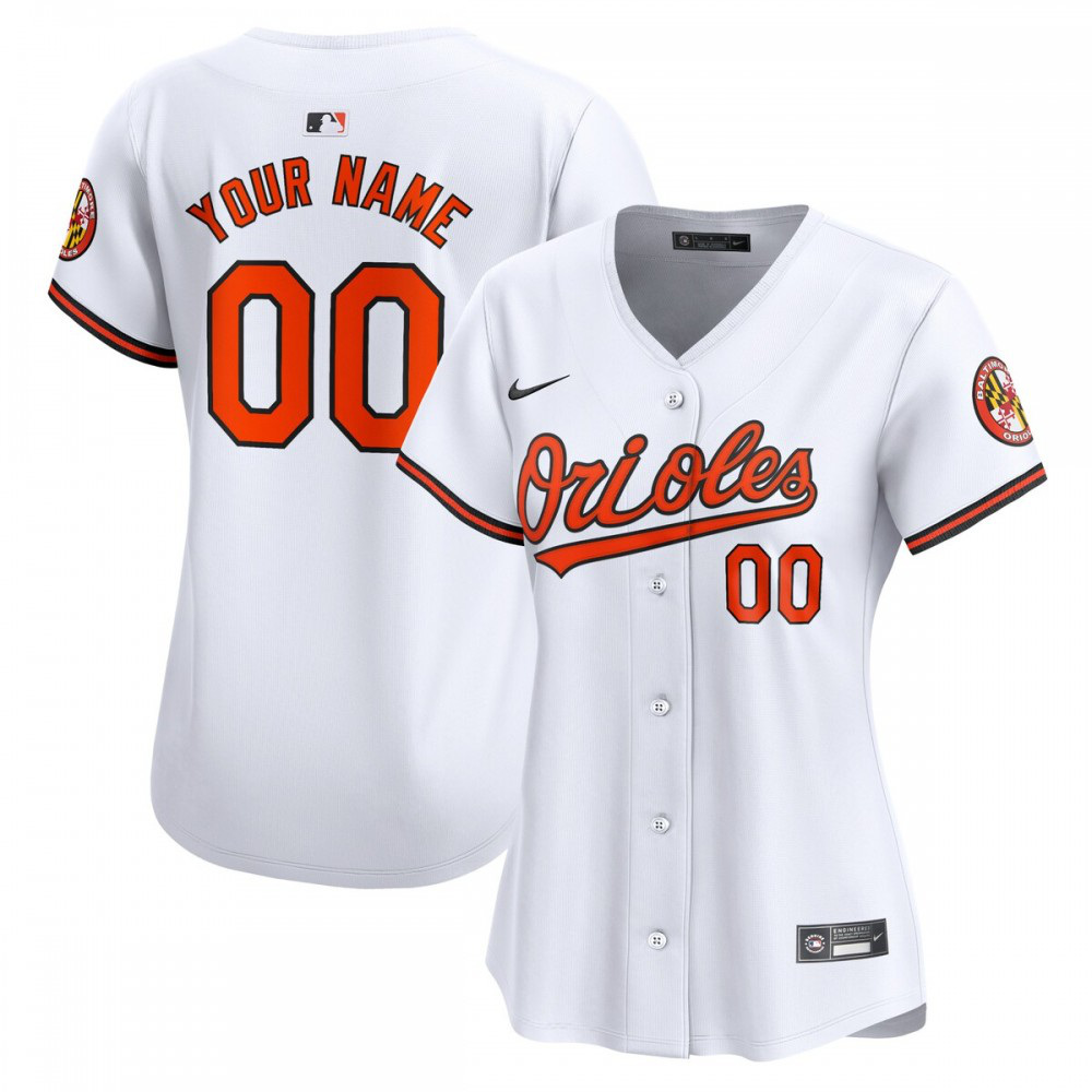 Baltimore Orioles Women's Home Limited Custom Jersey - White-Pro Kit Vault | Brand New 26/27 Sports Jerseys