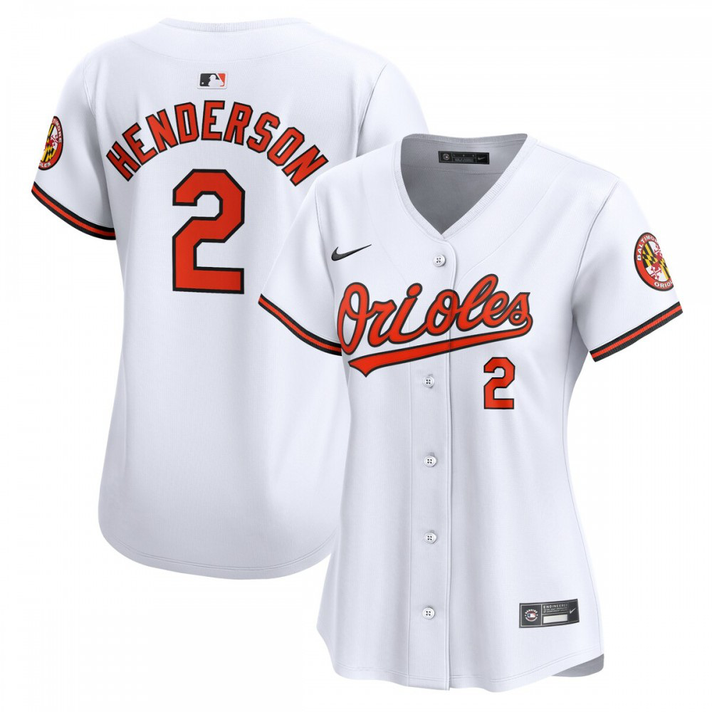 Gunnar Henderson Baltimore Orioles Women's Home Limited Player Jersey - White-Pro Kit Vault | Brand New 26/27 Sports Jerseys