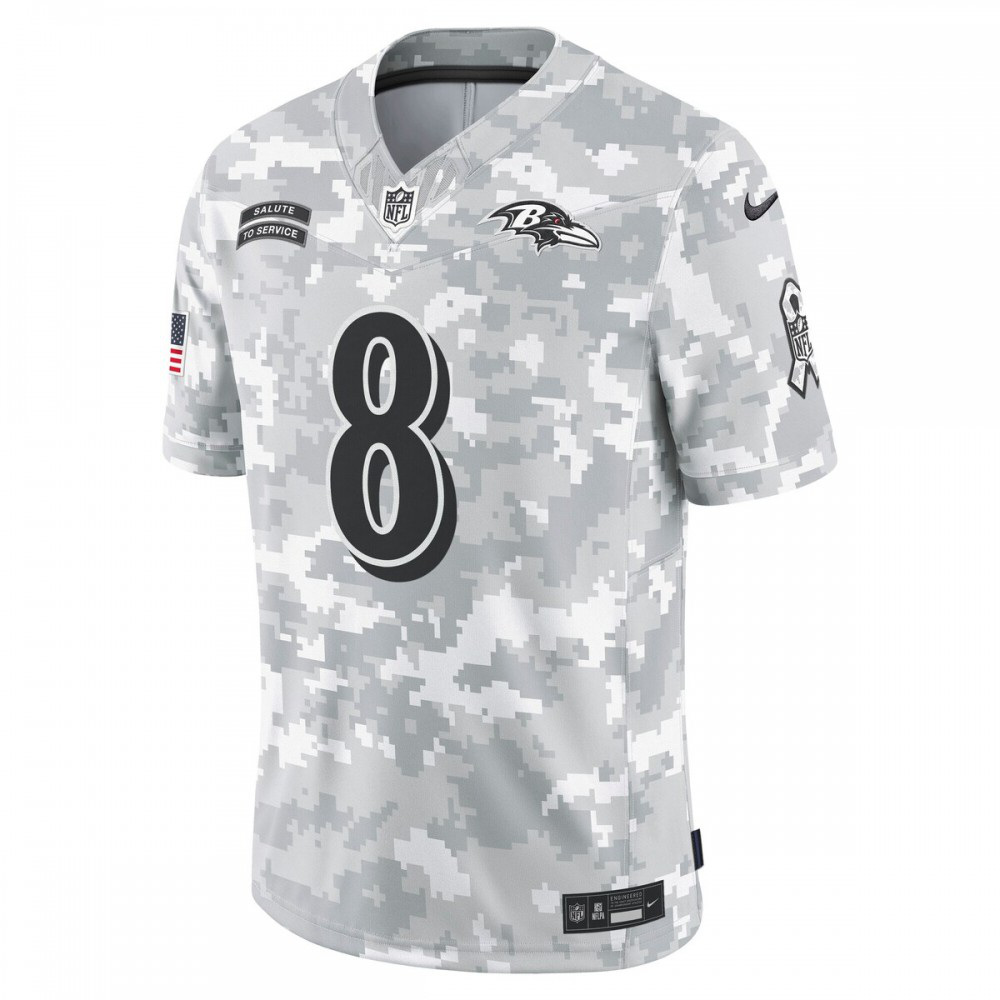 Lamar Jackson Baltimore Ravens 2024 Salute to Service Limited Jersey - Arctic Camo-Pro Kit Vault | Brand New 26/27 Sports Jerseys